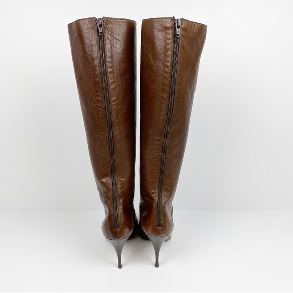 Brian Atwood Pointed Toe Knee High Leather Boots Size 9.5 - Picture 5 of 14